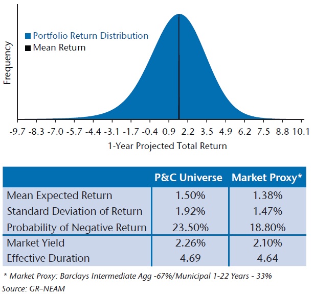 NEAM-Exhibit-3-1-Year-Projected-Total-Return-Distribution-and-Risk-Measures.jpg
